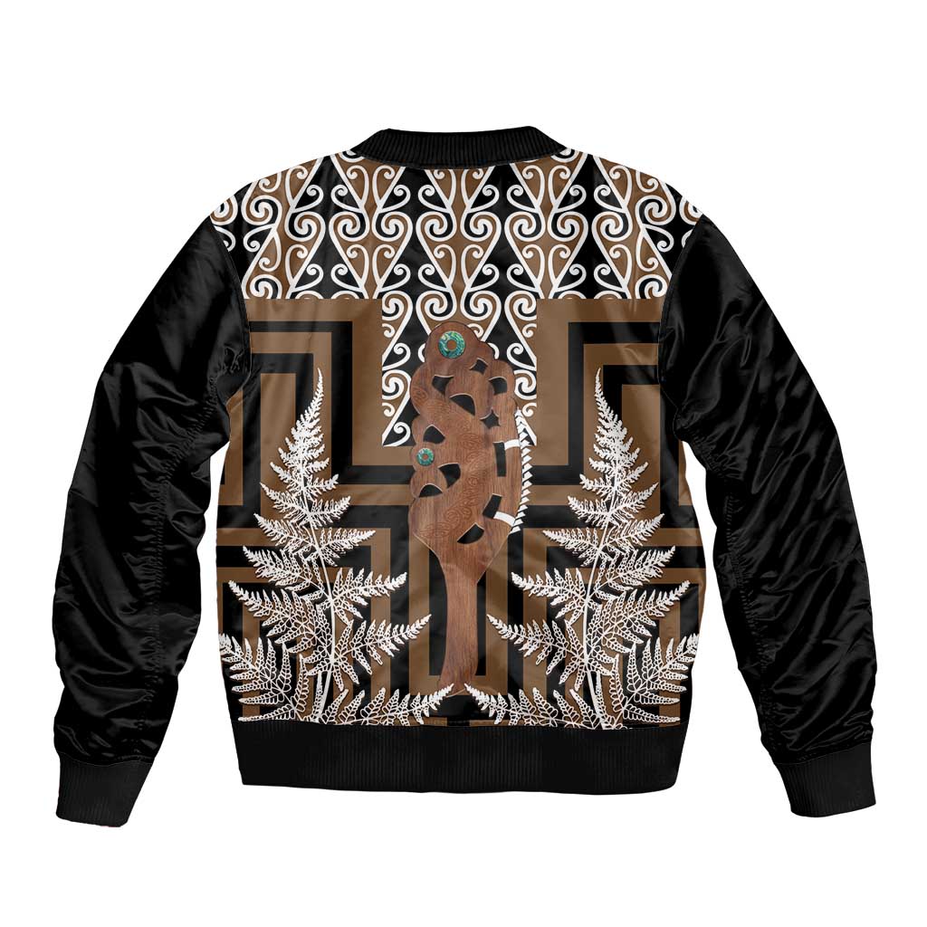 New Zealand Bomber Jacket Maori Maripi Knife With Poutama Art
