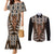 New Zealand Couples Matching Mermaid Dress and Long Sleeve Button Shirt Maori Maripi Knife With Poutama Art