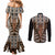 New Zealand Couples Matching Mermaid Dress and Long Sleeve Button Shirt Maori Maripi Knife With Poutama Art
