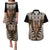New Zealand Couples Matching Puletasi and Hawaiian Shirt Maori Maripi Knife With Poutama Art