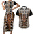 New Zealand Couples Matching Short Sleeve Bodycon Dress and Hawaiian Shirt Maori Maripi Knife With Poutama Art