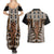 New Zealand Couples Matching Summer Maxi Dress and Hawaiian Shirt Maori Maripi Knife With Poutama Art