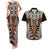 New Zealand Couples Matching Tank Maxi Dress and Hawaiian Shirt Maori Maripi Knife With Poutama Art