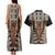 New Zealand Couples Matching Tank Maxi Dress and Hawaiian Shirt Maori Maripi Knife With Poutama Art