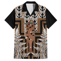 New Zealand Family Matching Long Sleeve Bodycon Dress and Hawaiian Shirt Maori Maripi Knife With Poutama Art LT14 Dad's Shirt - Short Sleeve Brown - Polynesian Pride