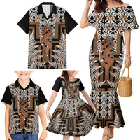 New Zealand Family Matching Mermaid Dress and Hawaiian Shirt Maori Maripi Knife With Poutama Art LT14 - Polynesian Pride