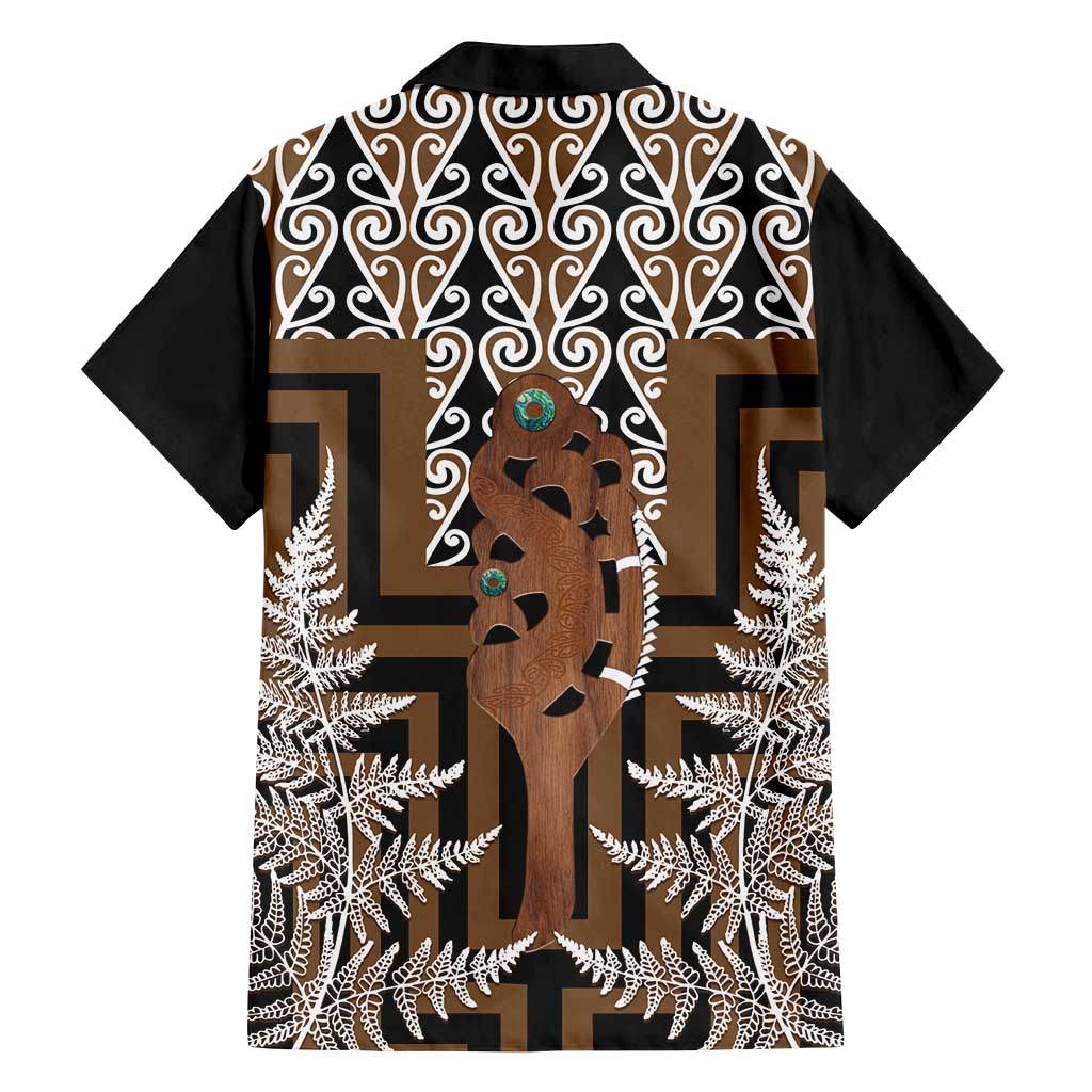 New Zealand Family Matching Off Shoulder Short Dress and Hawaiian Shirt Maori Maripi Knife With Poutama Art