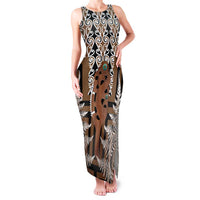 New Zealand Family Matching Tank Maxi Dress and Hawaiian Shirt Maori Maripi Knife With Poutama Art