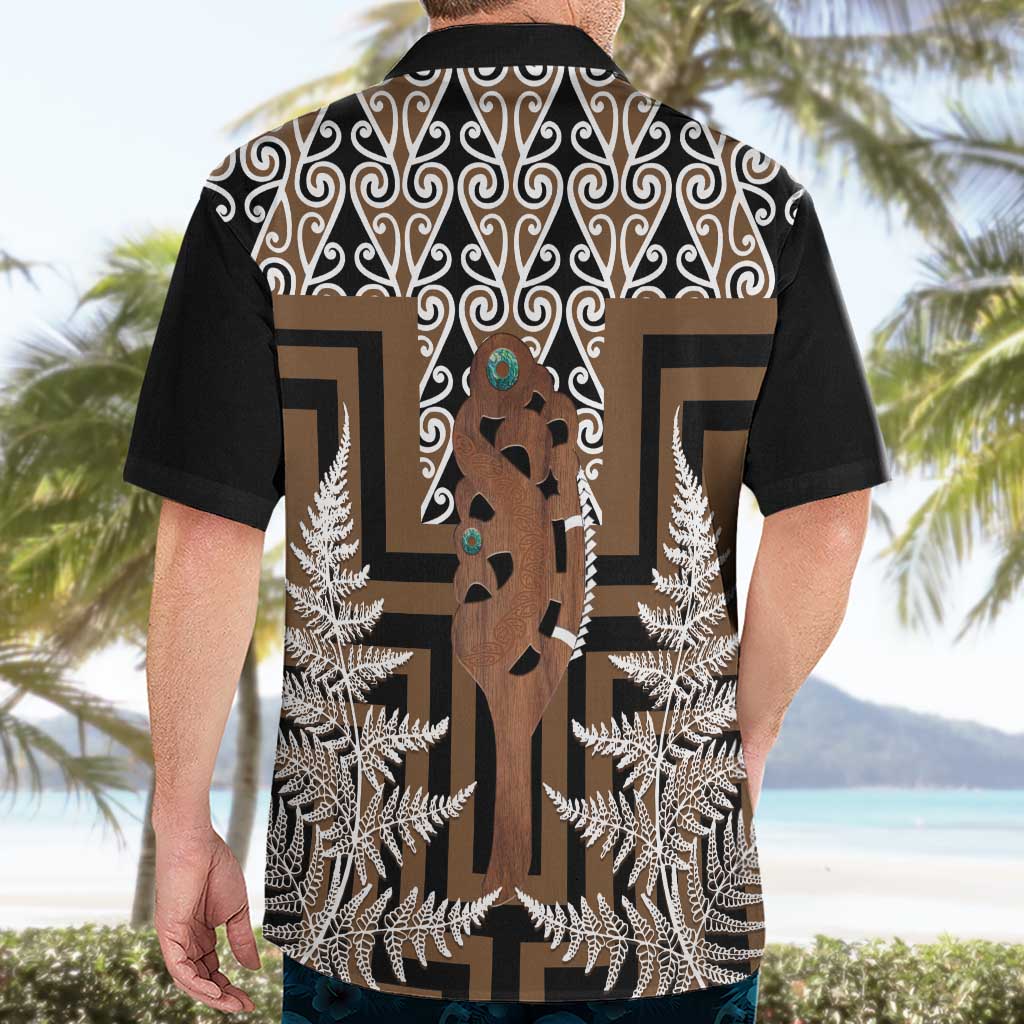 New Zealand Hawaiian Shirt Maori Maripi Knife With Poutama Art