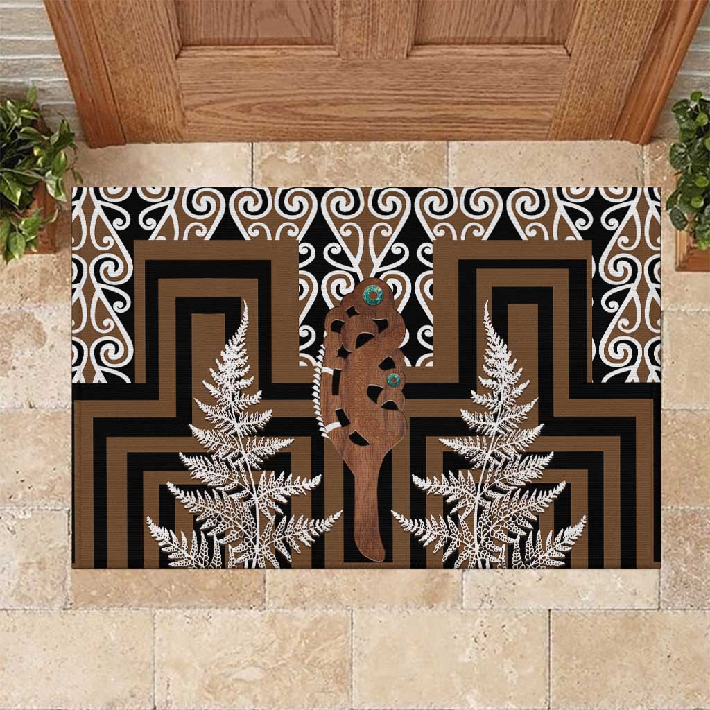New Zealand Rubber Doormat Maori Maripi Knife With Poutama Art