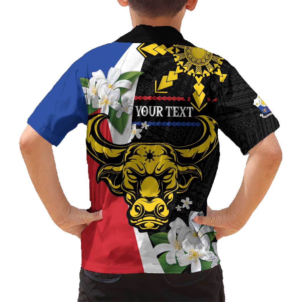 Personalised Philippines Carabao Family Matching Tank Maxi Dress and Hawaiian Shirt Filipino Sun Mix Sampaguita Flower
