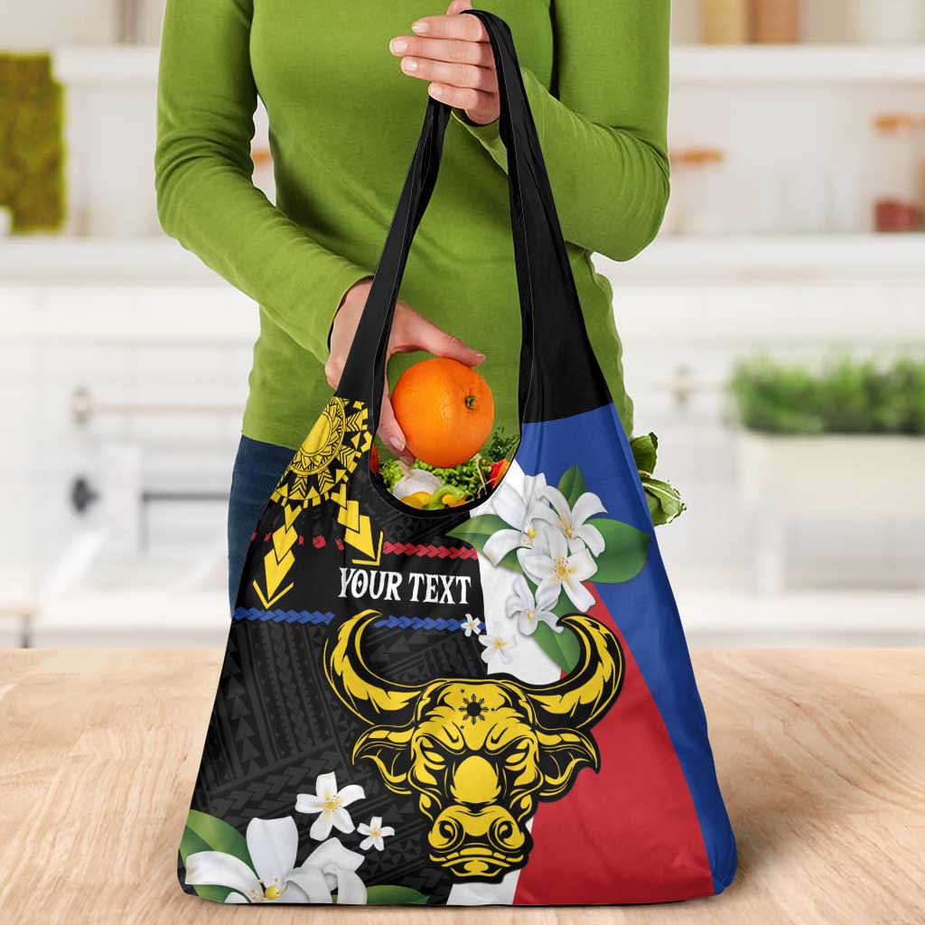 Personalised Philippines Carabao Grocery Bag Filipino Sun Mix Sampaguita Flower