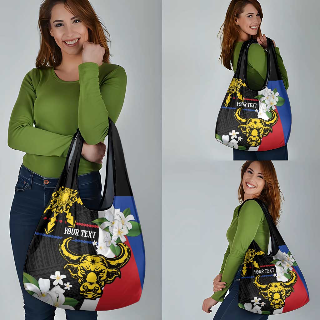 Personalised Philippines Carabao Grocery Bag Filipino Sun Mix Sampaguita Flower