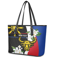 Personalised Philippines Carabao Leather Tote Bag Filipino Sun Mix Sampaguita Flower