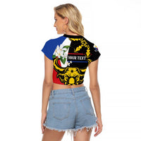 Personalised Philippines Carabao Raglan Cropped T Shirt Filipino Sun Mix Sampaguita Flower