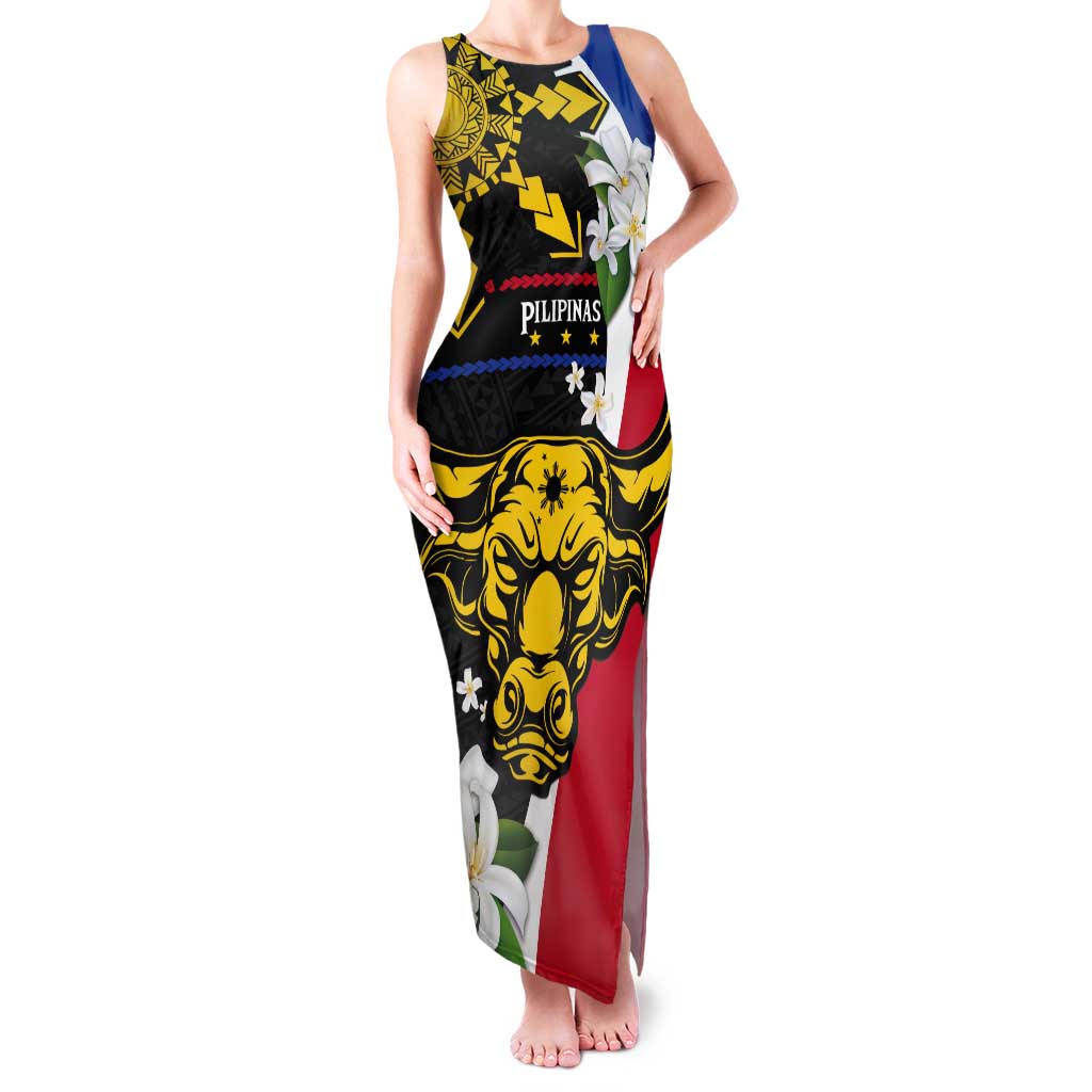 Personalised Philippines Carabao Tank Maxi Dress Filipino Sun Mix Sampaguita Flower