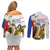 Personalised Philippines Eagle Couples Matching Off Shoulder Short Dress and Long Sleeve Button Shirt Filipino Sun Mix Sampaguita Flower