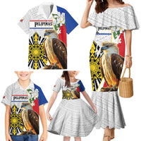 Personalised Philippines Eagle Family Matching Mermaid Dress and Hawaiian Shirt Filipino Sun Mix Sampaguita Flower