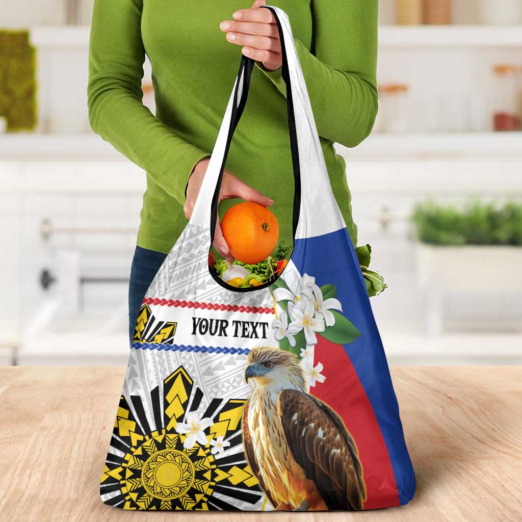 Personalised Philippines Eagle Grocery Bag Filipino Sun Mix Sampaguita Flower
