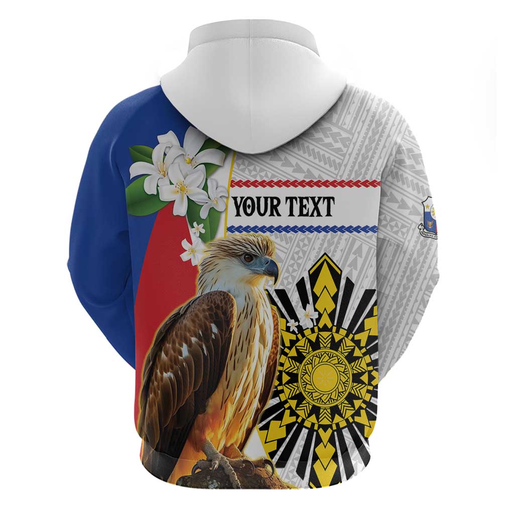 Personalised Philippines Eagle Hoodie Filipino Sun Mix Sampaguita Flower