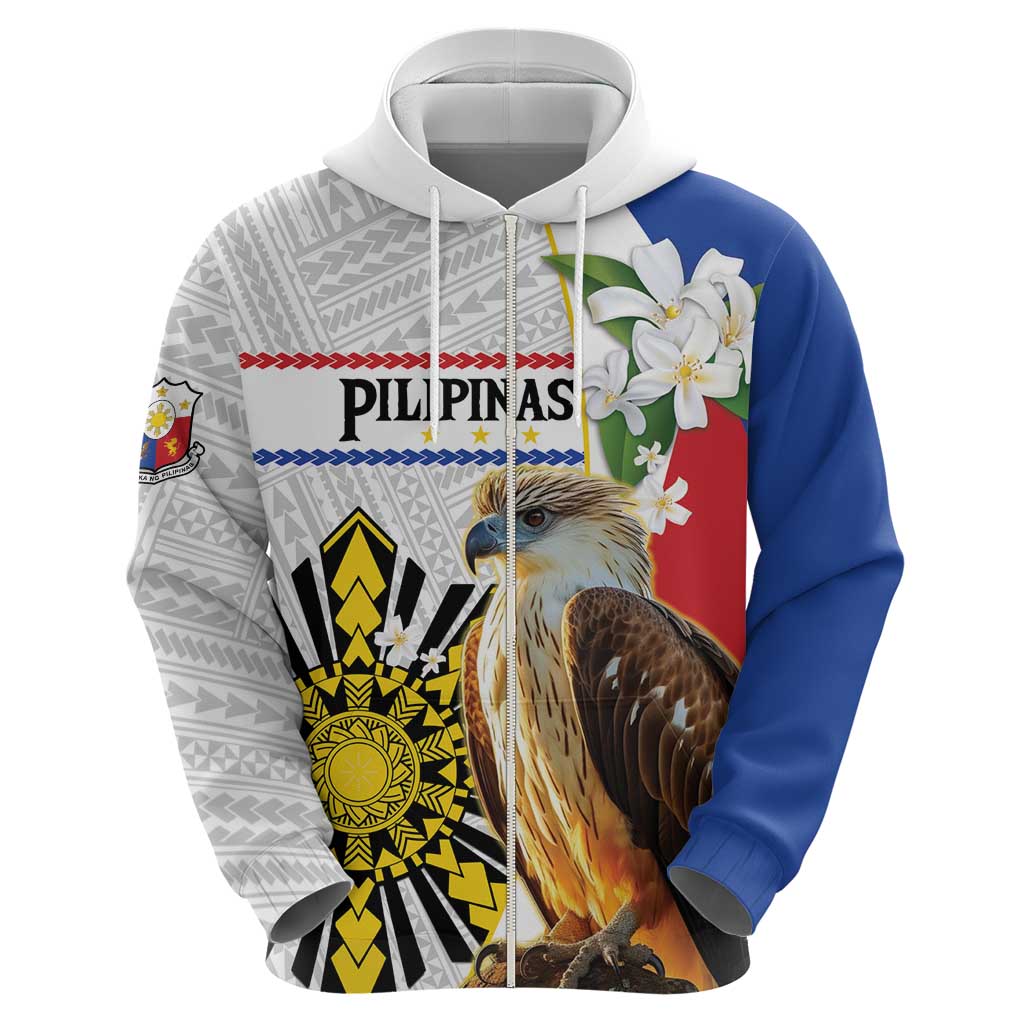 Personalised Philippines Eagle Hoodie Filipino Sun Mix Sampaguita Flower
