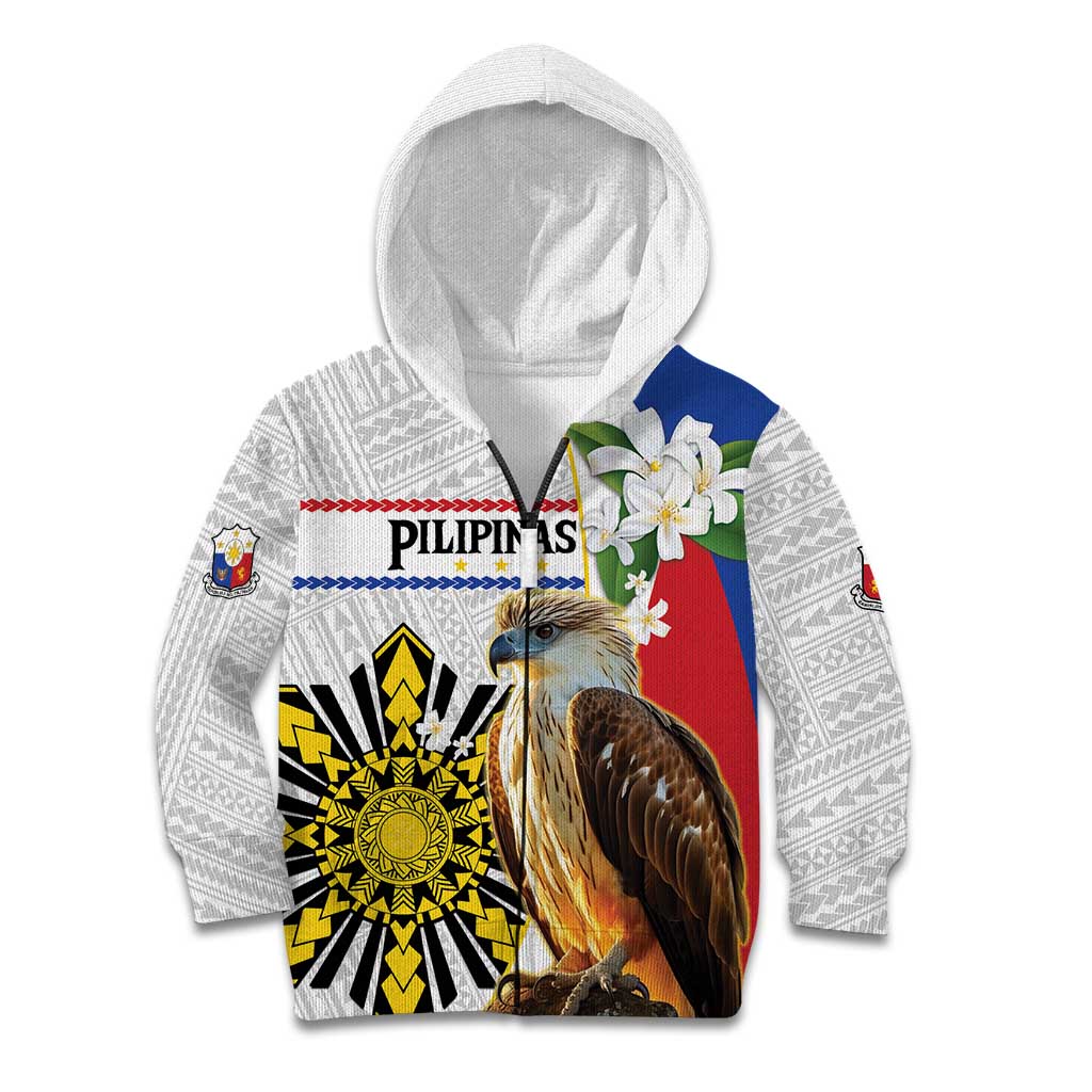 Personalised Philippines Eagle Kid Hoodie Filipino Sun Mix Sampaguita Flower