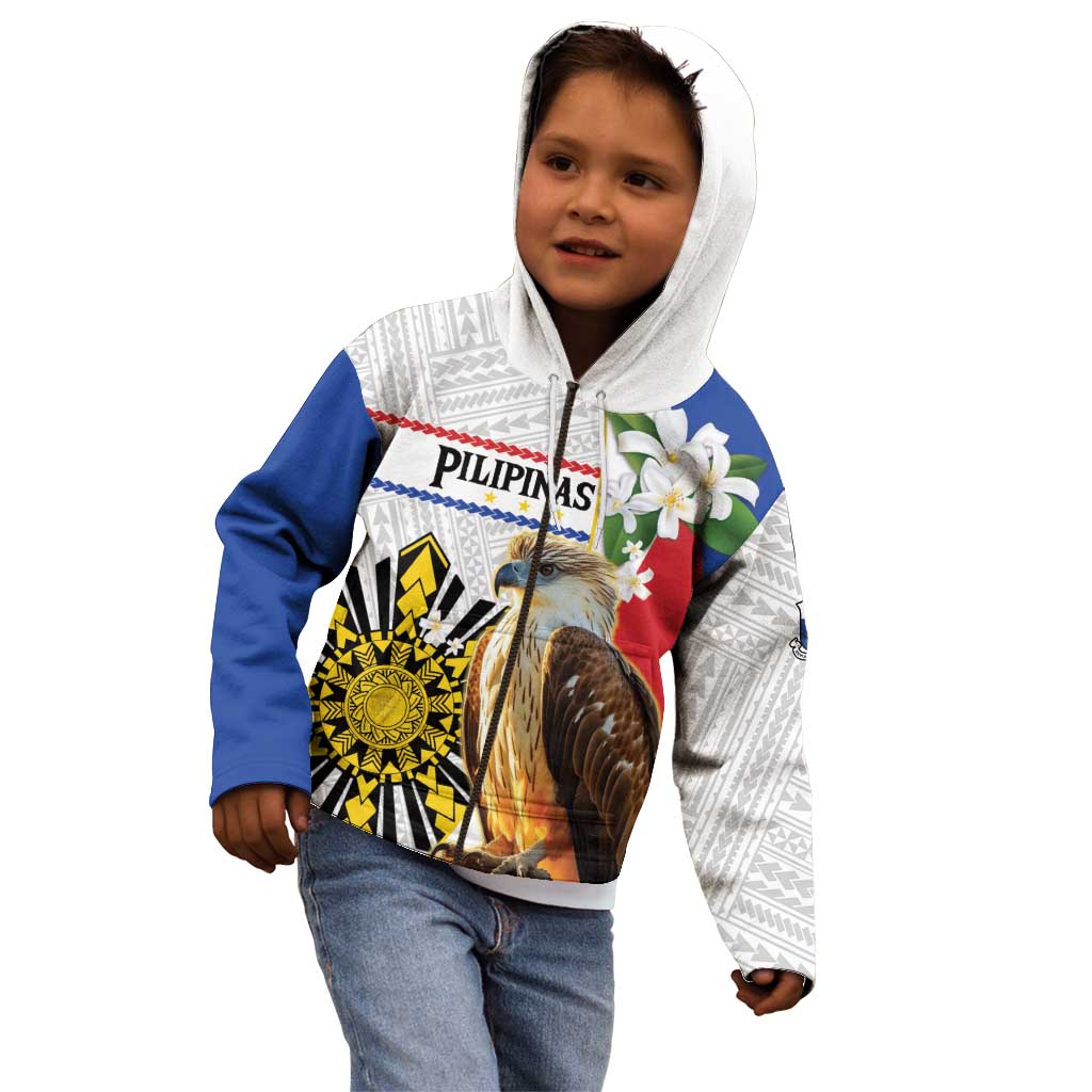 Personalised Philippines Eagle Kid Hoodie Filipino Sun Mix Sampaguita Flower