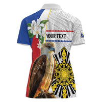 Personalised Philippines Eagle Women Polo Shirt Filipino Sun Mix Sampaguita Flower