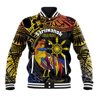Philippines Sarimanok Baseball Jacket Papanok Legendary Bird Okir Polynesian Pattern