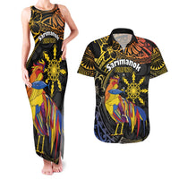 Philippines Sarimanok Couples Matching Tank Maxi Dress and Hawaiian Shirt Papanok Legendary Bird Okir Polynesian Pattern