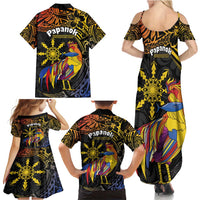 Philippines Sarimanok Family Matching Summer Maxi Dress and Hawaiian Shirt Papanok Legendary Bird Okir Polynesian Pattern LT14 - Polynesian Pride