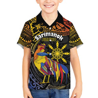 Philippines Sarimanok Family Matching Summer Maxi Dress and Hawaiian Shirt Papanok Legendary Bird Okir Polynesian Pattern LT14 Son's Shirt Black - Polynesian Pride