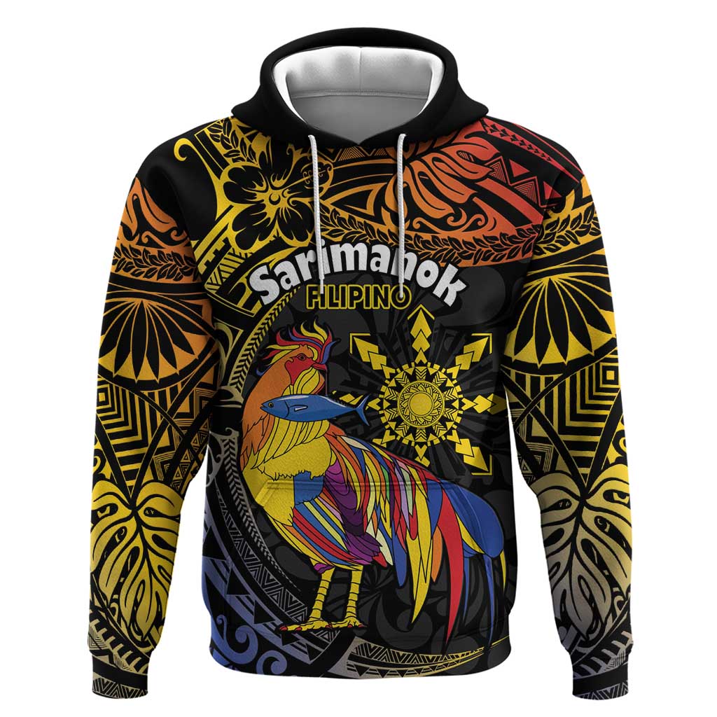 Philippines Sarimanok Hoodie Papanok Legendary Bird Okir Polynesian Pattern