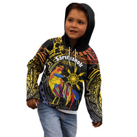 Philippines Sarimanok Kid Hoodie Papanok Legendary Bird Okir Polynesian Pattern