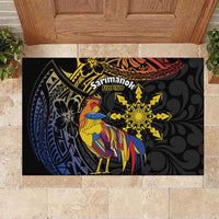 Philippines Sarimanok Rubber Doormat Papanok Legendary Bird Okir Polynesian Pattern