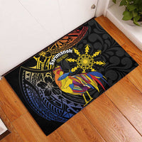 Philippines Sarimanok Rubber Doormat Papanok Legendary Bird Okir Polynesian Pattern