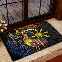 Philippines Sarimanok Rubber Doormat Papanok Legendary Bird Okir Polynesian Pattern