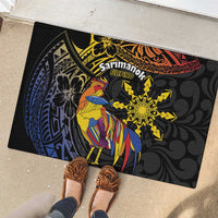 Philippines Sarimanok Rubber Doormat Papanok Legendary Bird Okir Polynesian Pattern