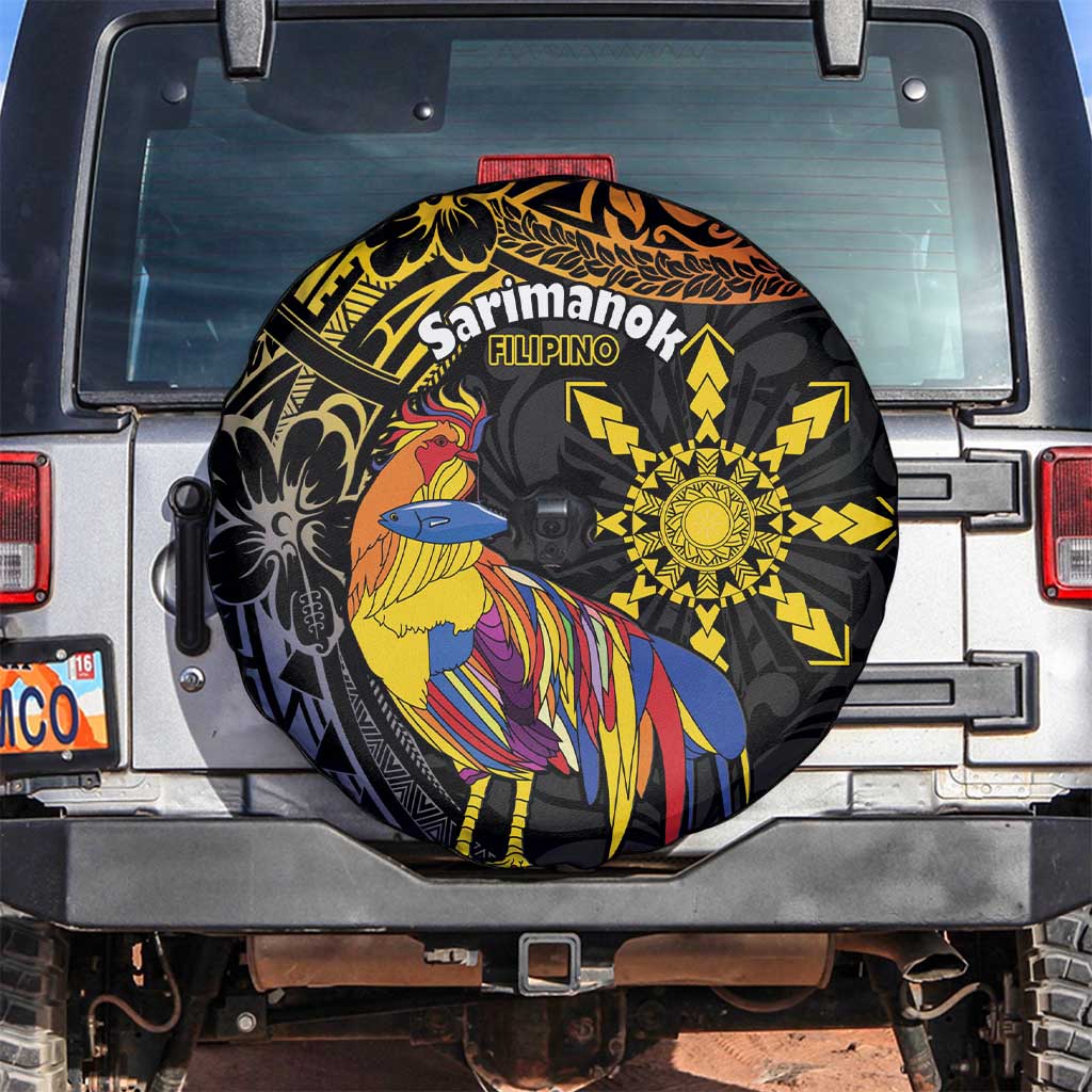 Philippines Sarimanok Spare Tire Cover Papanok Legendary Bird Okir Polynesian Pattern