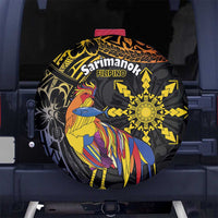 Philippines Sarimanok Spare Tire Cover Papanok Legendary Bird Okir Polynesian Pattern