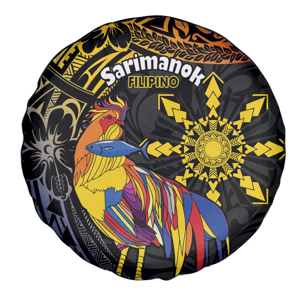 Philippines Sarimanok Spare Tire Cover Papanok Legendary Bird Okir Polynesian Pattern
