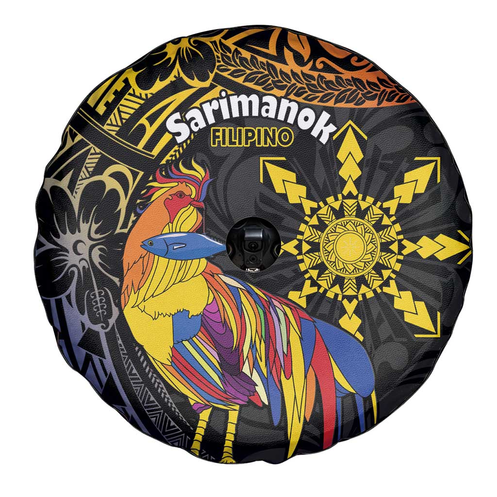 Philippines Sarimanok Spare Tire Cover Papanok Legendary Bird Okir Polynesian Pattern