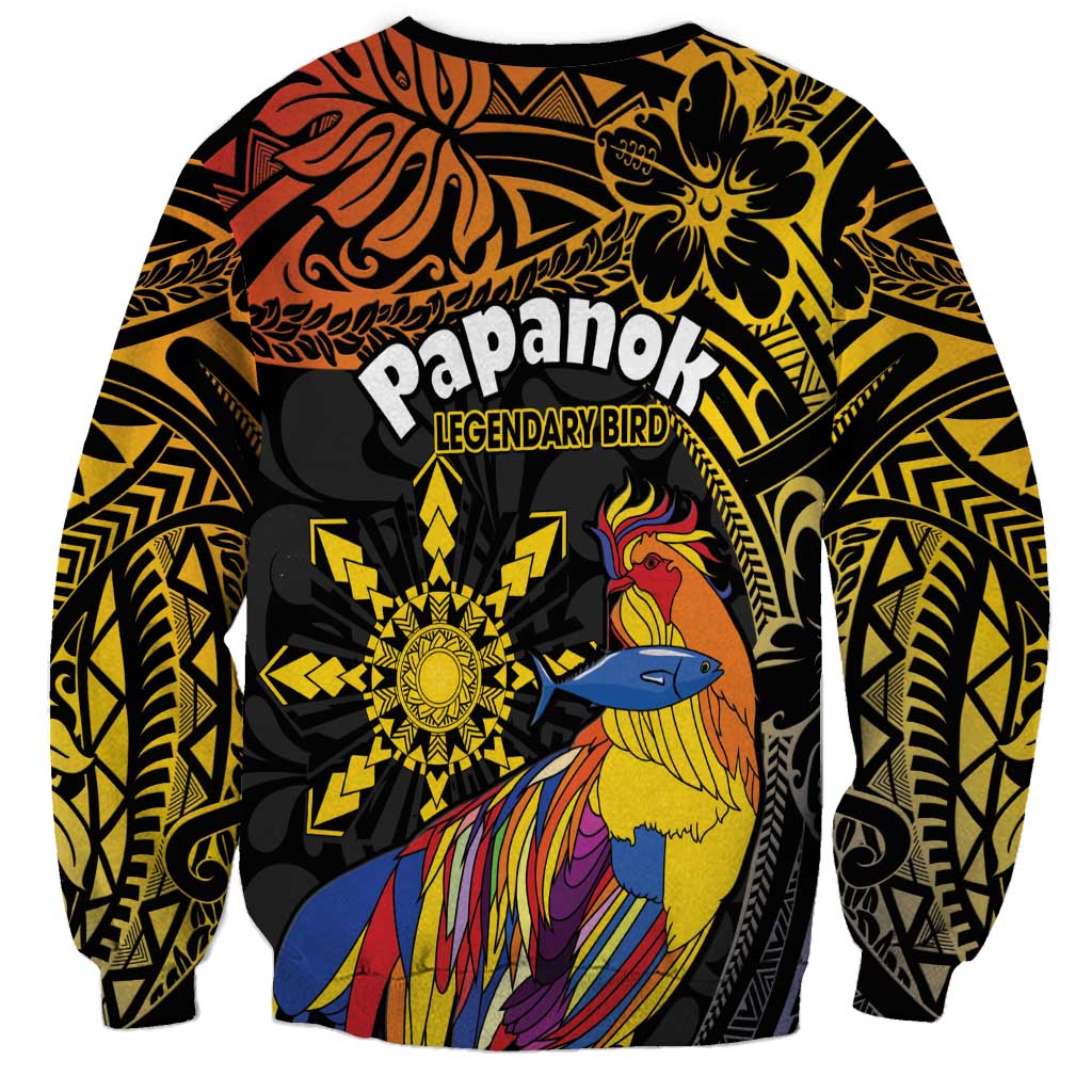 Philippines Sarimanok Sweatshirt Papanok Legendary Bird Okir Polynesian Pattern