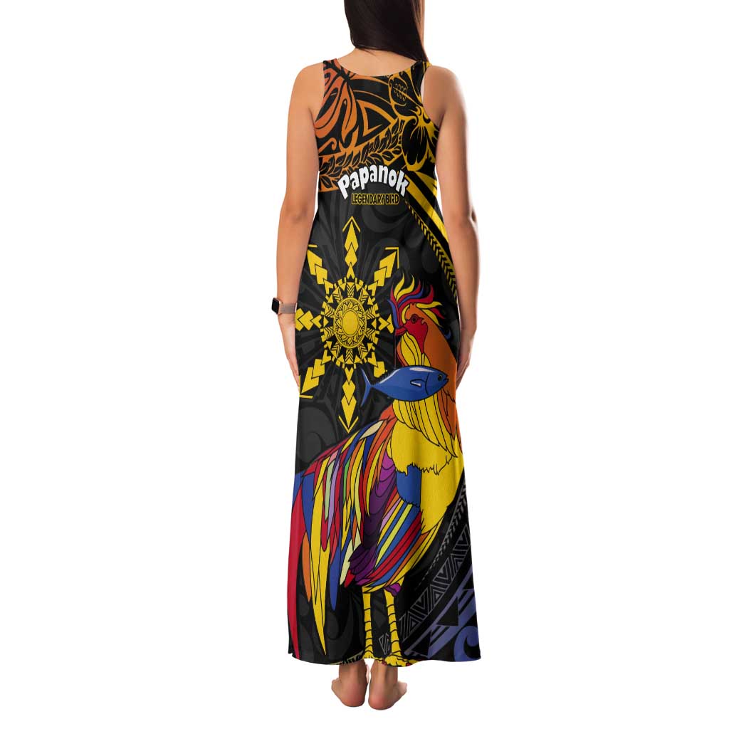 Philippines Sarimanok Tank Maxi Dress Papanok Legendary Bird Okir Polynesian Pattern