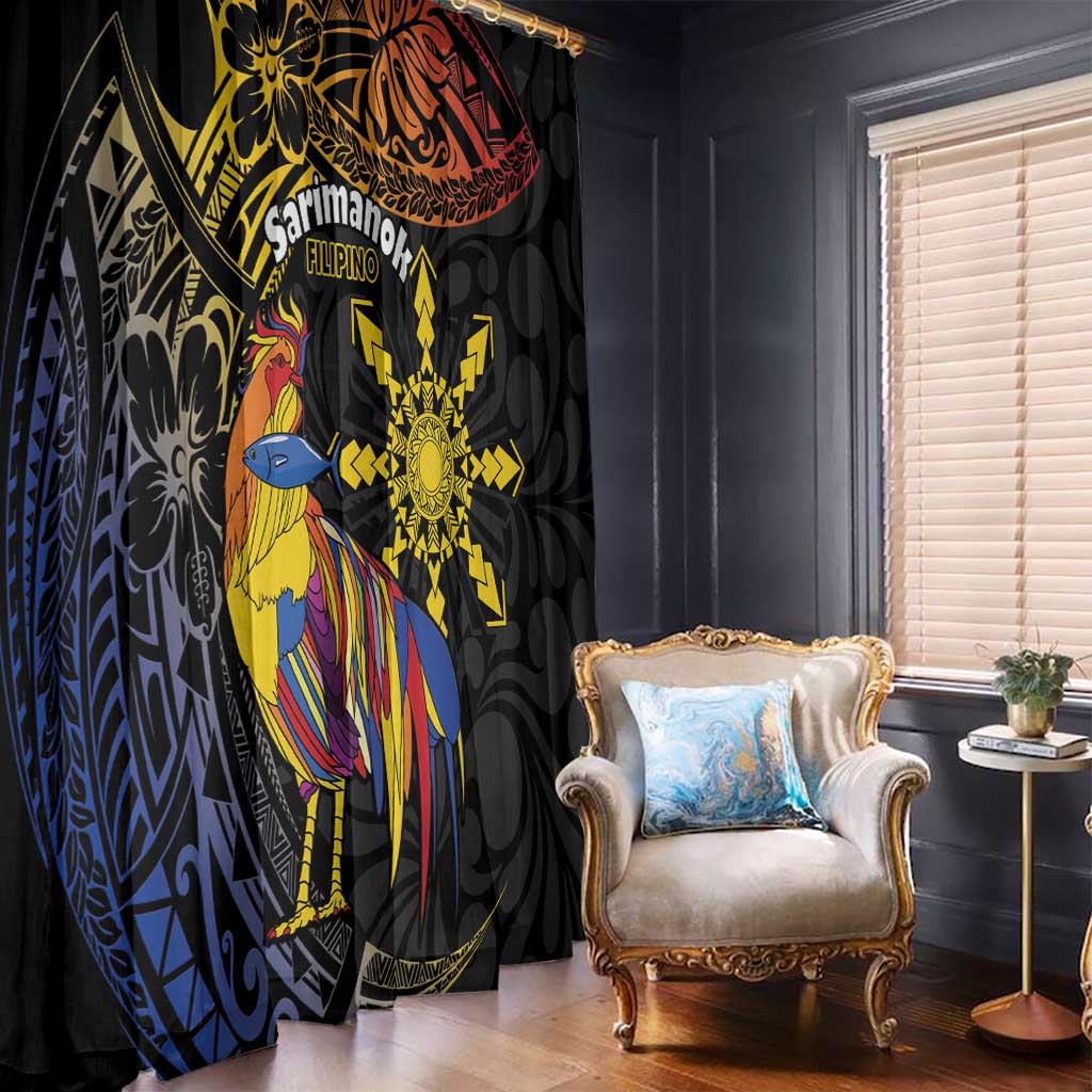 Philippines Sarimanok Window Curtain Papanok Legendary Bird Okir Polynesian Pattern