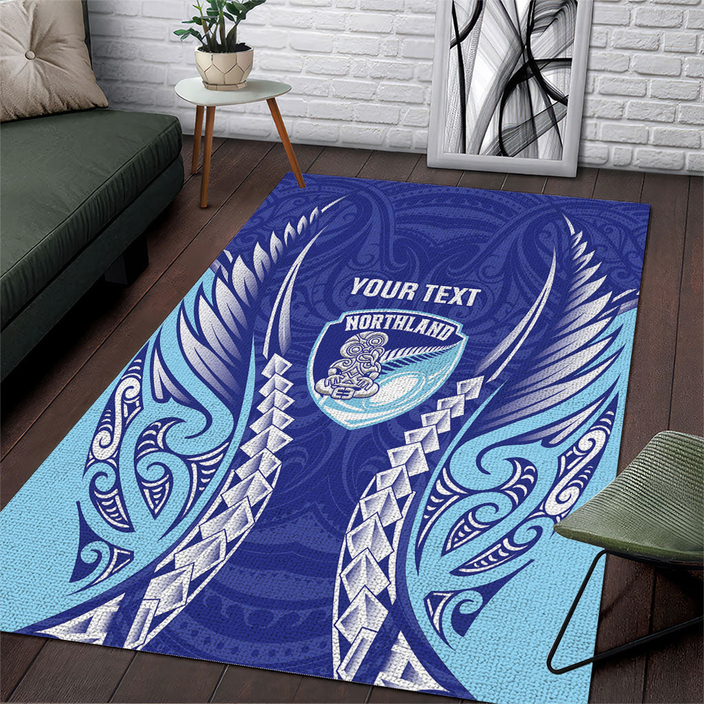 Northland 2026 Rugby Custom Area Rug NZ Maori Silver Fern LT14 Blue - Polynesian Pride
