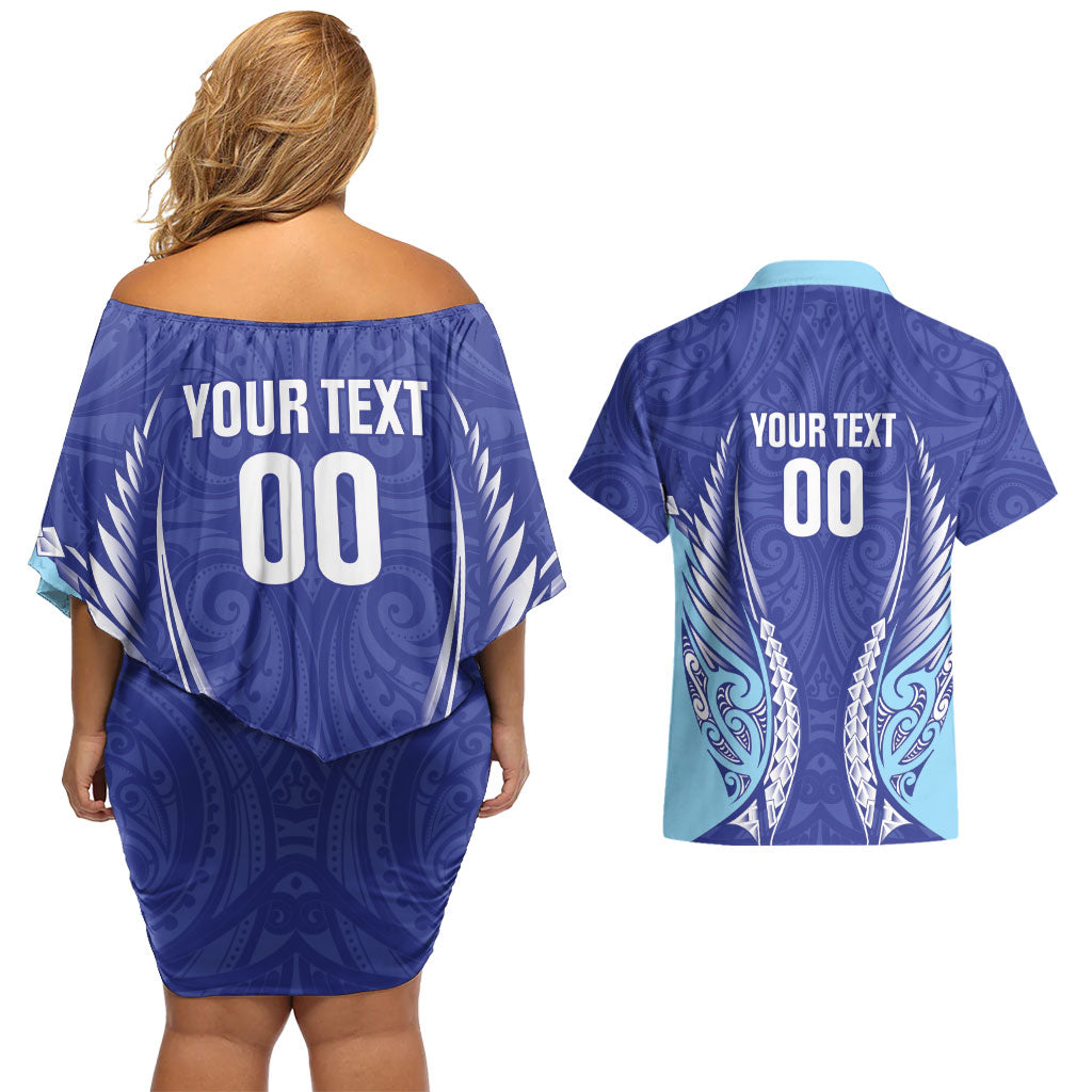Northland 2026 Rugby Custom Couples Matching Off Shoulder Short Dress and Hawaiian Shirt NZ Maori Silver Fern