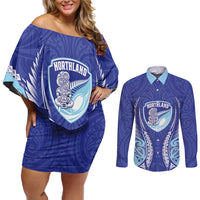Northland 2026 Rugby Custom Couples Matching Off Shoulder Short Dress and Long Sleeve Button Shirt NZ Maori Silver Fern
