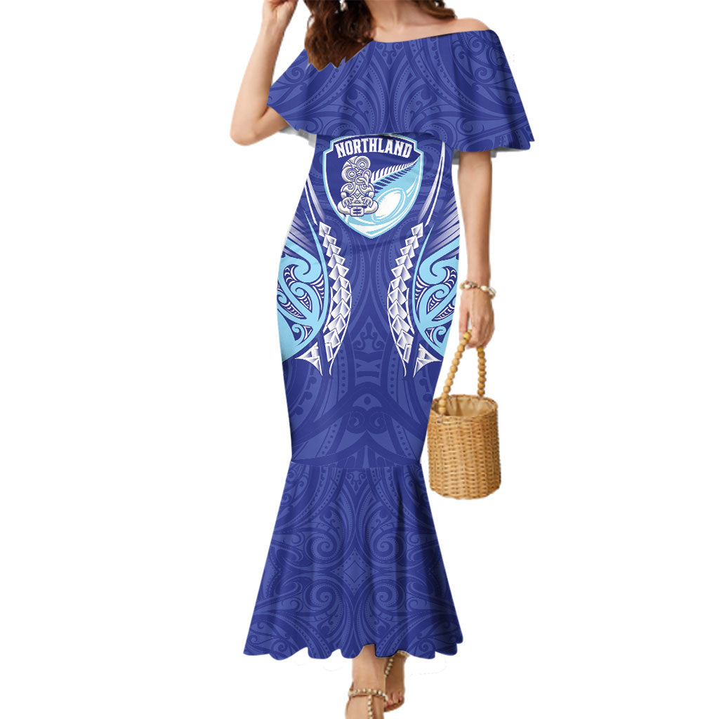 Northland 2026 Rugby Custom Family Matching Mermaid Dress and Hawaiian Shirt NZ Maori Silver Fern LT14 Mom's Dress Blue - Polynesian Pride