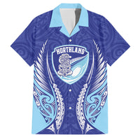 Northland 2026 Rugby Custom Family Matching Off The Shoulder Long Sleeve Dress and Hawaiian Shirt NZ Maori Silver Fern LT14 Dad's Shirt - Short Sleeve Blue - Polynesian Pride